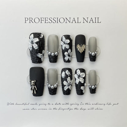 Black Galaxy nails-press on nails 