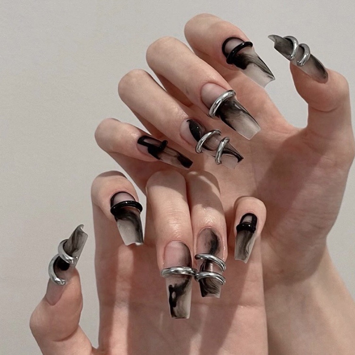 Bondage Goth nails-press on nails 