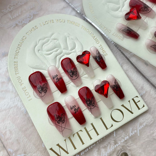 Crimson Butterfly Gothic nails-press on nails