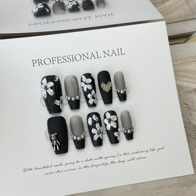 Black Galaxy nails-press on nails 