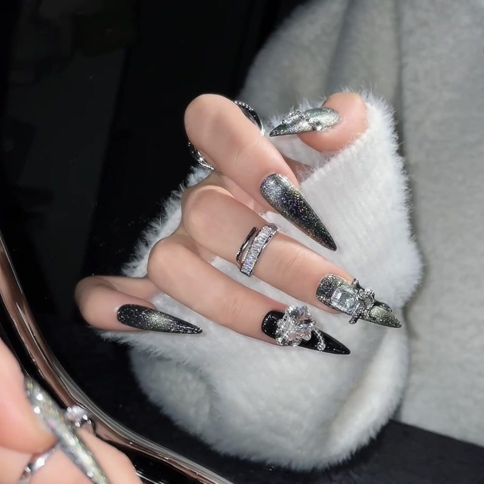 Silver Chains Goth nails-press on nails 