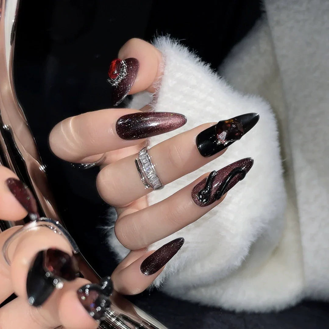 Blood Gem Gothic nails-press on nails 