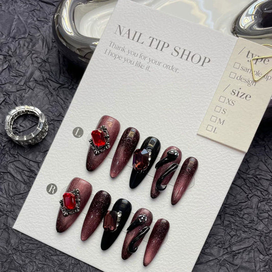 Blood Gem Gothic nails-press on nails 